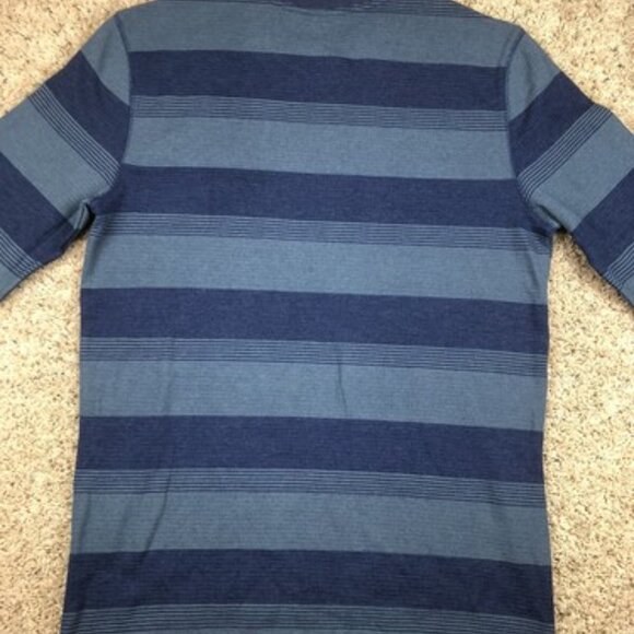 Roebuck Co Mens Thermal Sweater Large Blue Green Striped Long Sleeve Pullover - Picture 7 of 7